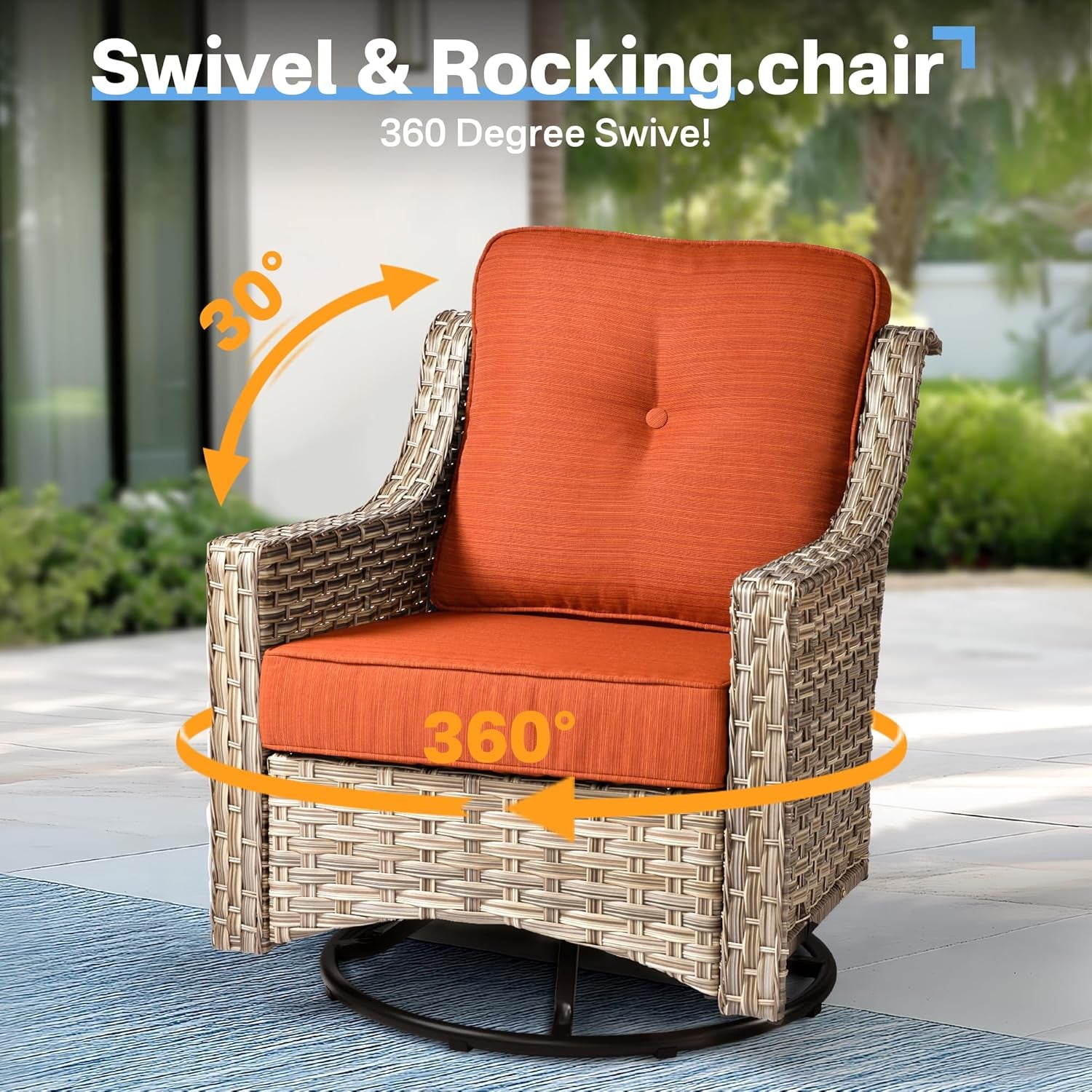 Outdoor Conversation Set with Fire Pit and Swivel Chairs-4
