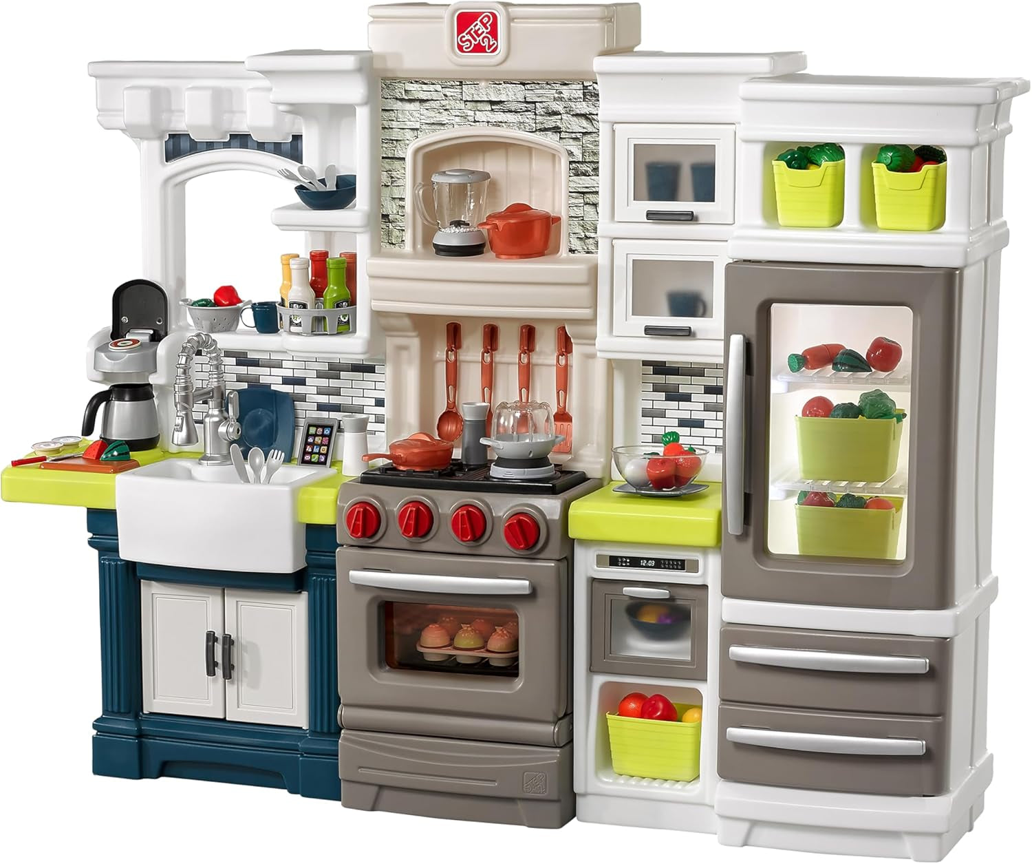 Durable Plastic Kids Kitchen Playset Bright Lights