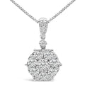 14K White Gold 1 1/5 Cttw Diamond Composite Cluster Pendant Necklace (F-G Color, VS2-SI1 Clarity) - 18" Inches