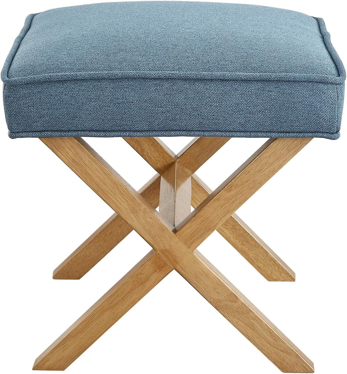 Indigo Blue Upholstered Ottoman Foot Stool 20Wx18Dx18H