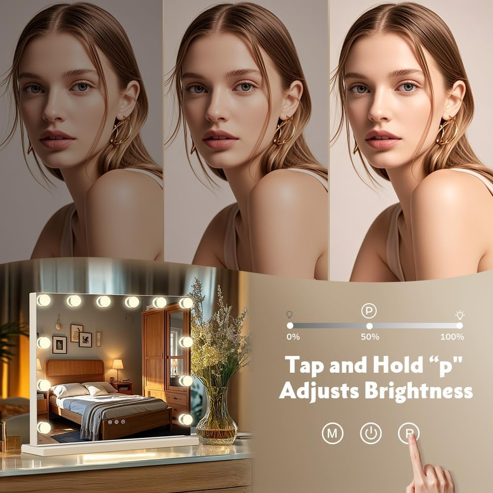 Hollywood Vanity Mirror With 12 LED Lights 3 Color Modes