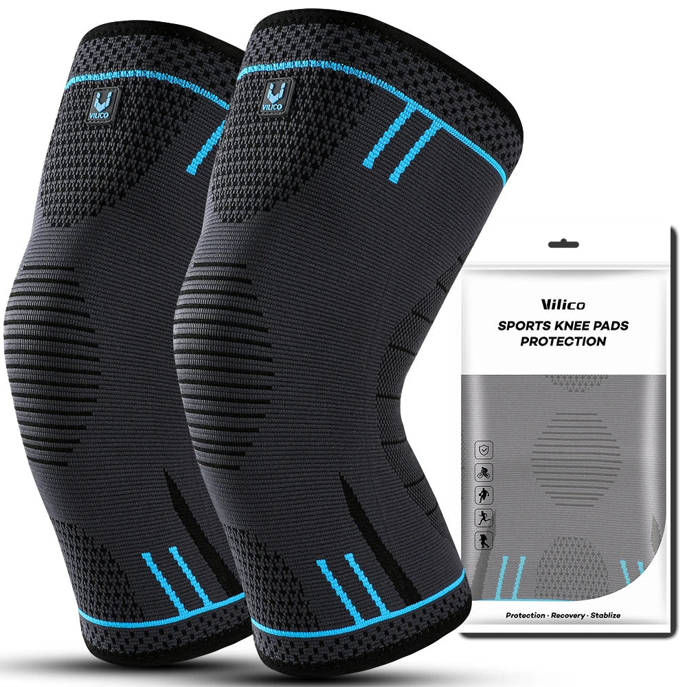 NNEOBA 2pcs Compression Knee Support Sleeve Elastic & Breathable Knee Brace XL