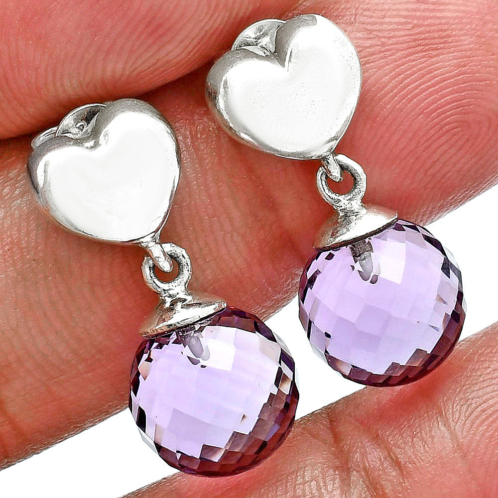 Premium Quality Heart - Amethyst Ball - Brazil Earrings E-1258 11-EE10017