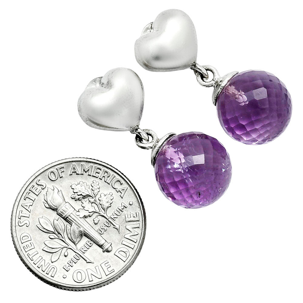 Premium Quality Heart - Amethyst Ball - Brazil Earrings E-1258 11-EE10017