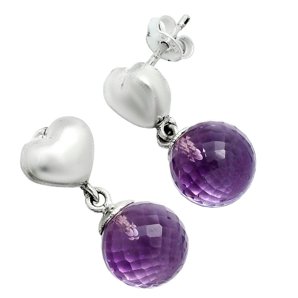 Premium Quality Heart - Amethyst Ball - Brazil Earrings E-1258 11-EE10017
