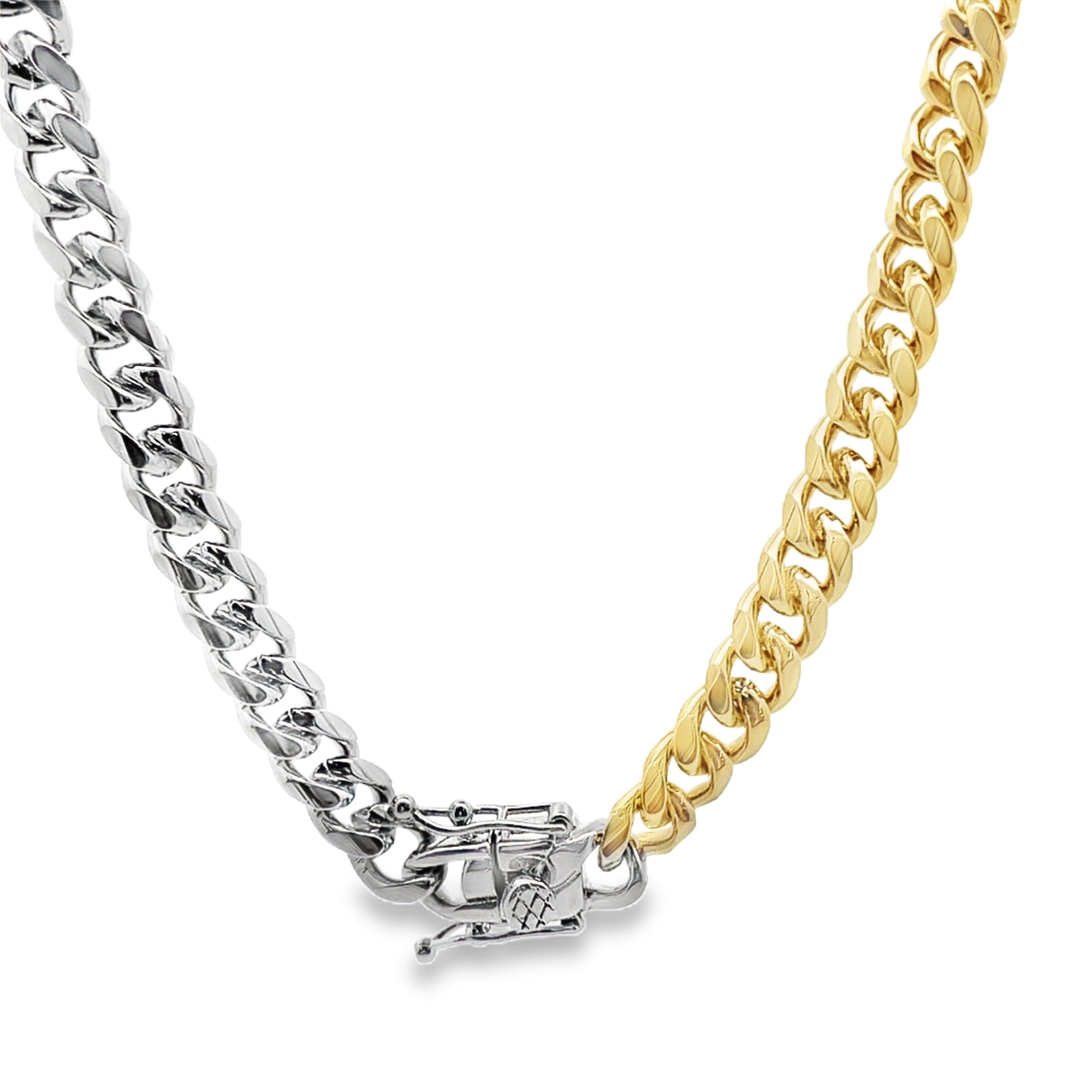 TWO TONED 7mm Cuban Curb Chain-0