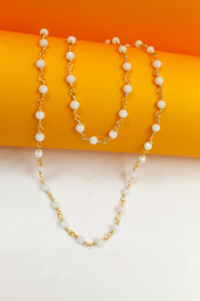 White Beaded Bracelet (I65A)(F224B)