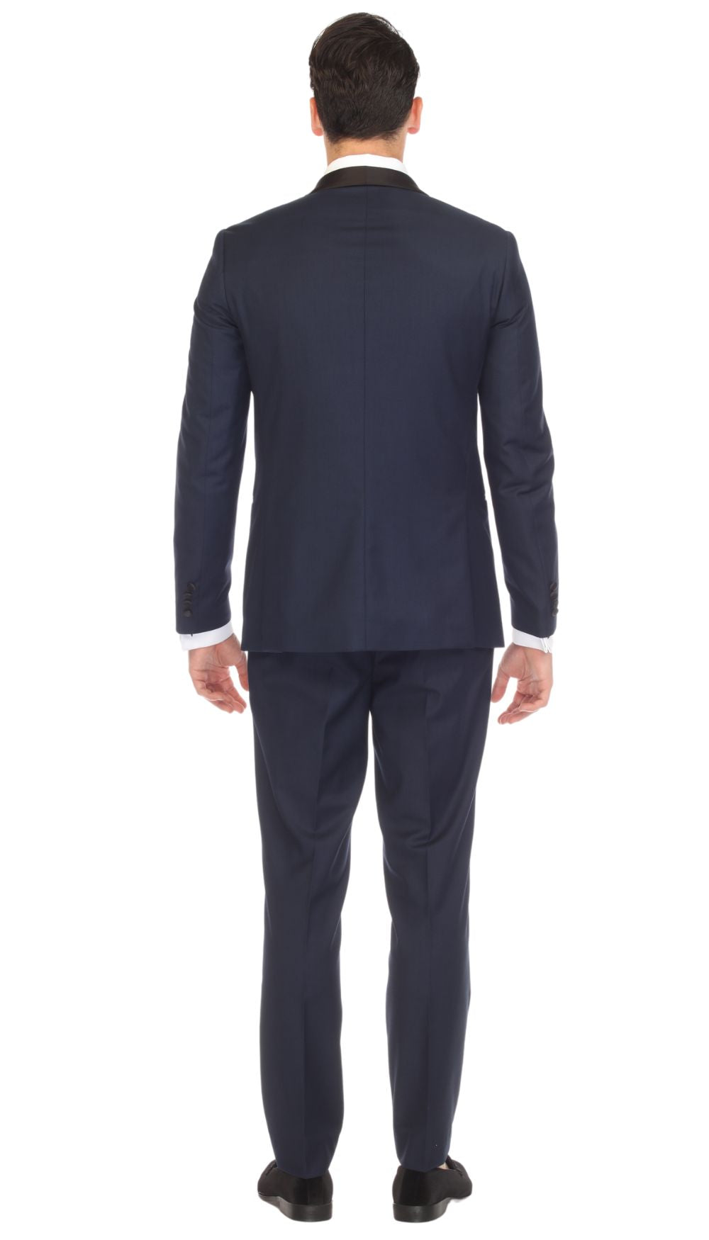 Ferrecci Men's Reno Navy / Black Slim Fit Shawl Lapel 2 Piece Tuxedo Suit Set