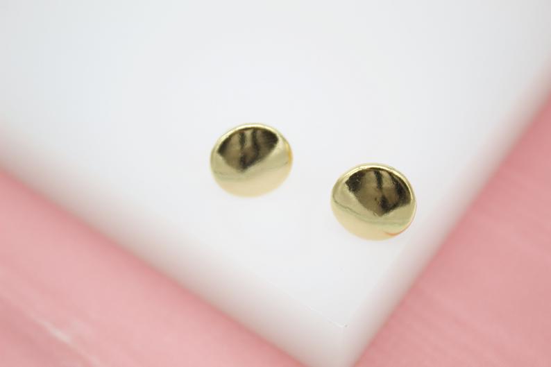 18K Gold Filled Small Circle Stud Earrings Minimalist