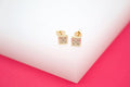 18K Gold Filled Square Stud With Five CZ Stone Stud Earrings (L78)