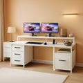 Modern Home Office Desk With 5 Drawers And LED Lights