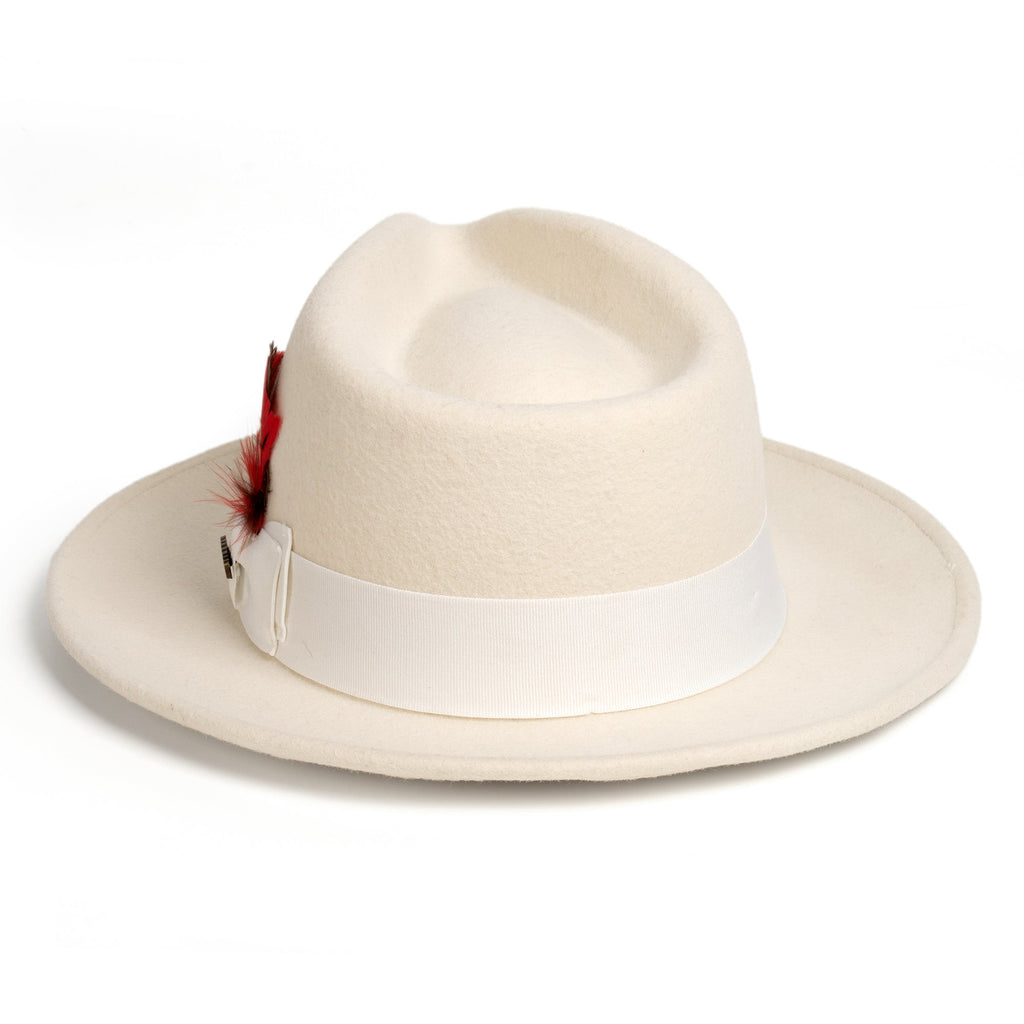 Crushable Off-White 100% Australian Wool Fedora Hat-2