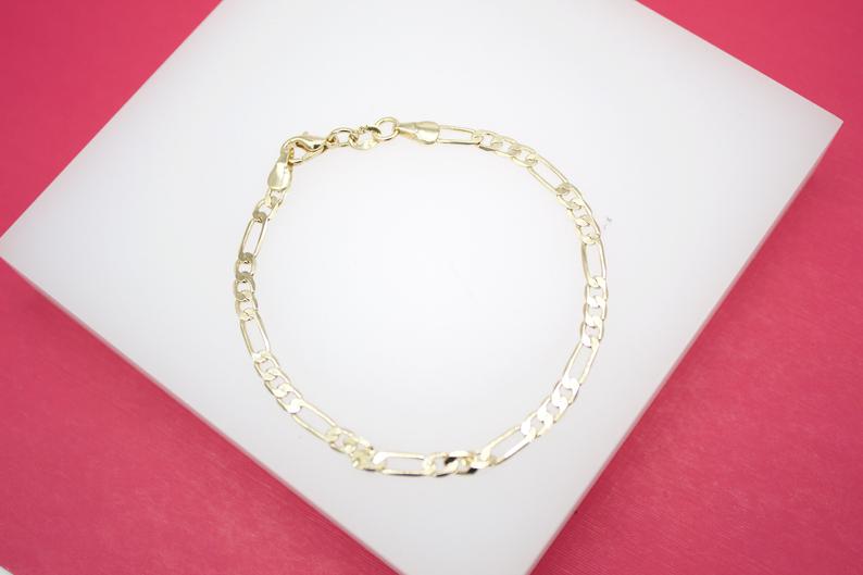 18K Gold Filled Figaro 3mm Chain Bracelet (I258)