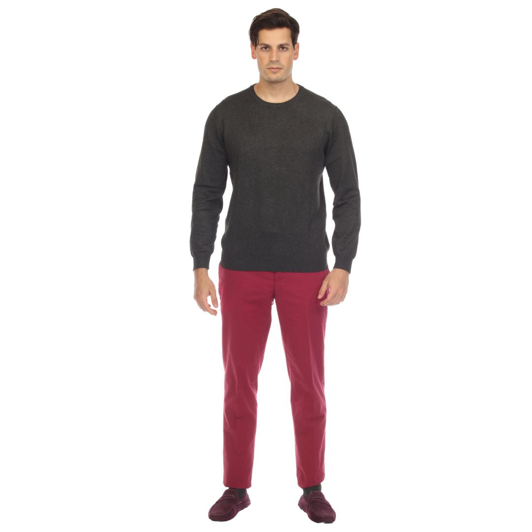 Sam Jacobi Men's Pullover Charcoal Knitted Sweater Crewneck Stylish Knitwear Long Sleeve Casual Slim Fit-2
