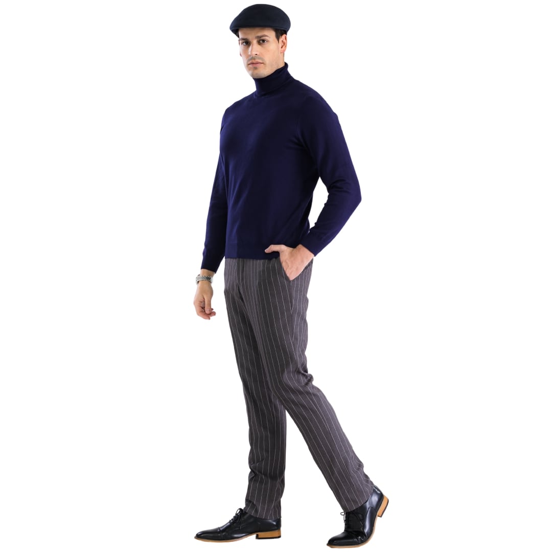 MENS NAVY PULLOVER TURTLENECK SWEATER-4