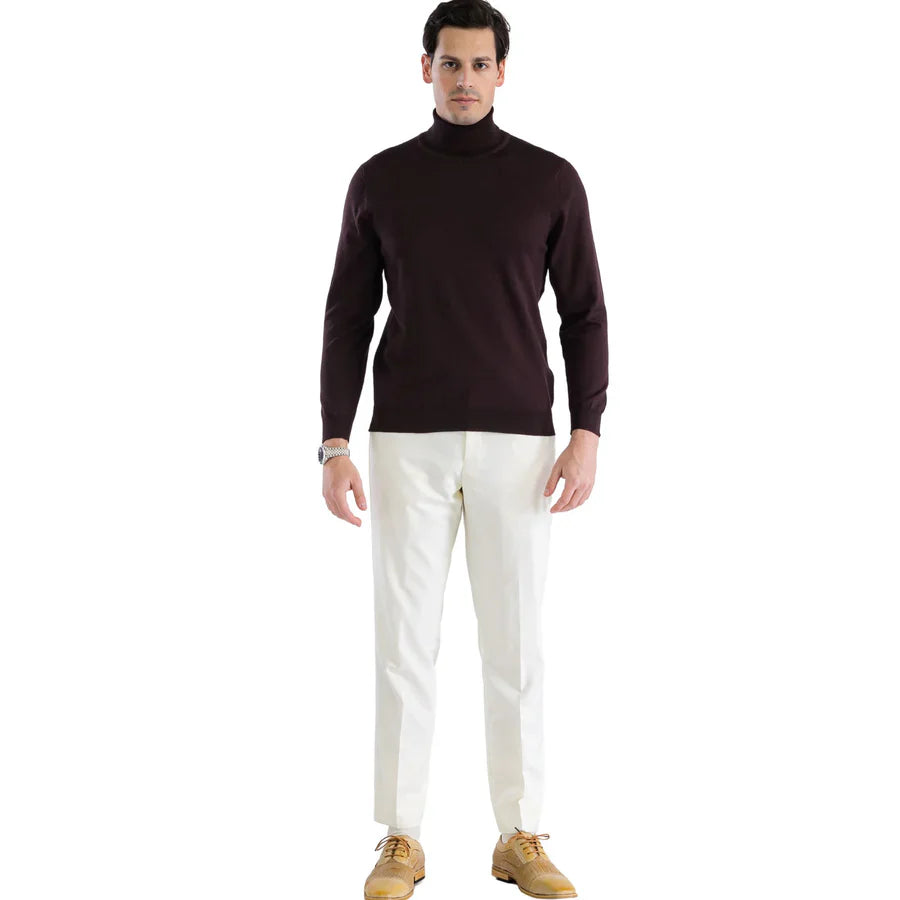 MENS BROWN PULLOVER TURTLENECK SWEATER-1