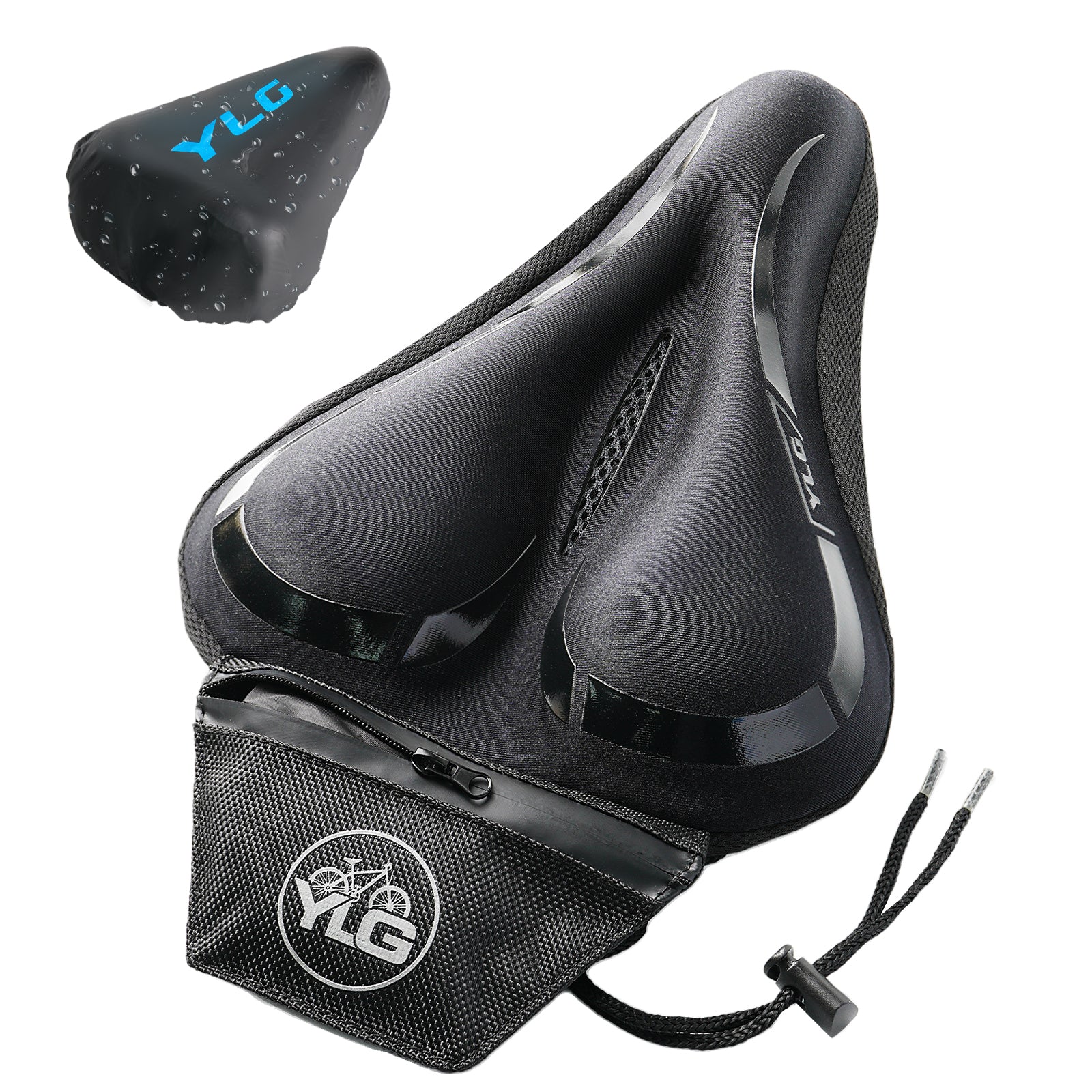 YC 4, YLG Memory Foam Bike seat Cover Black 11" x 7"