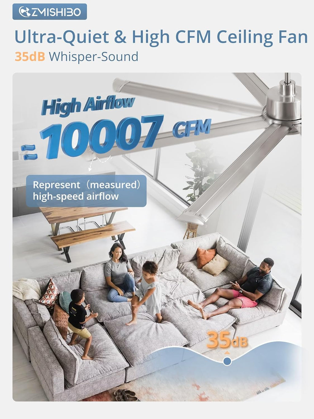 72 Inch Industrial Ceiling Fan Commercial Grade Damp Rated