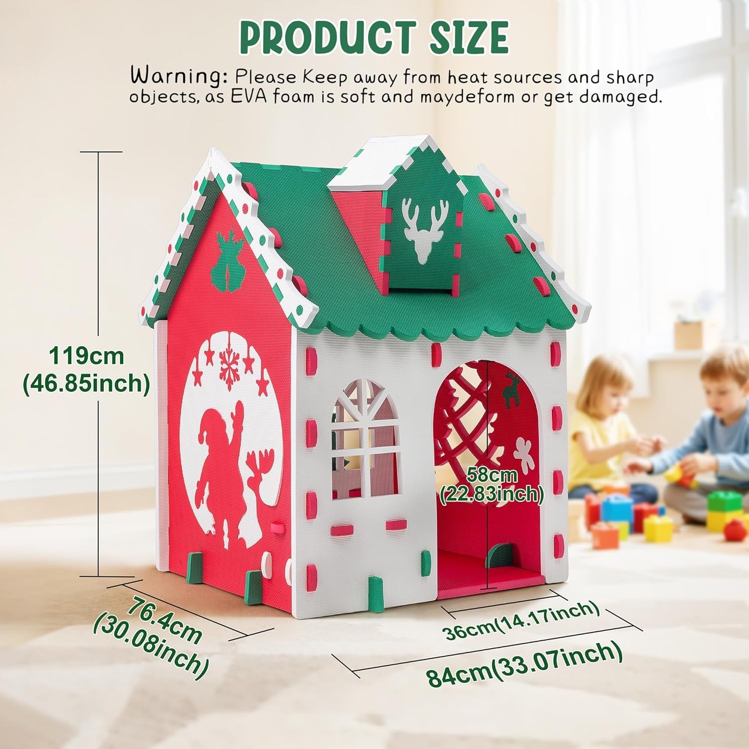 Green EVA Foam Kids Playhouse Foldable Indoor Outdoor