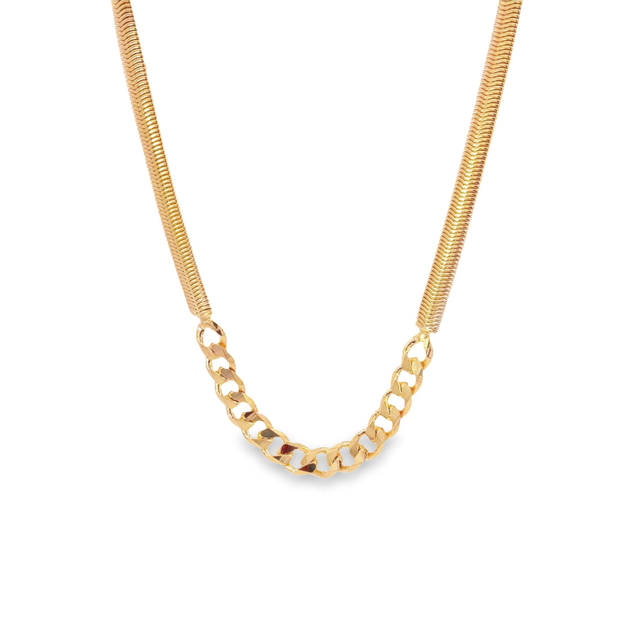 Thick Half Cuban Half Snake Chain Necklace / Bracelet (F102B)(I536)-0