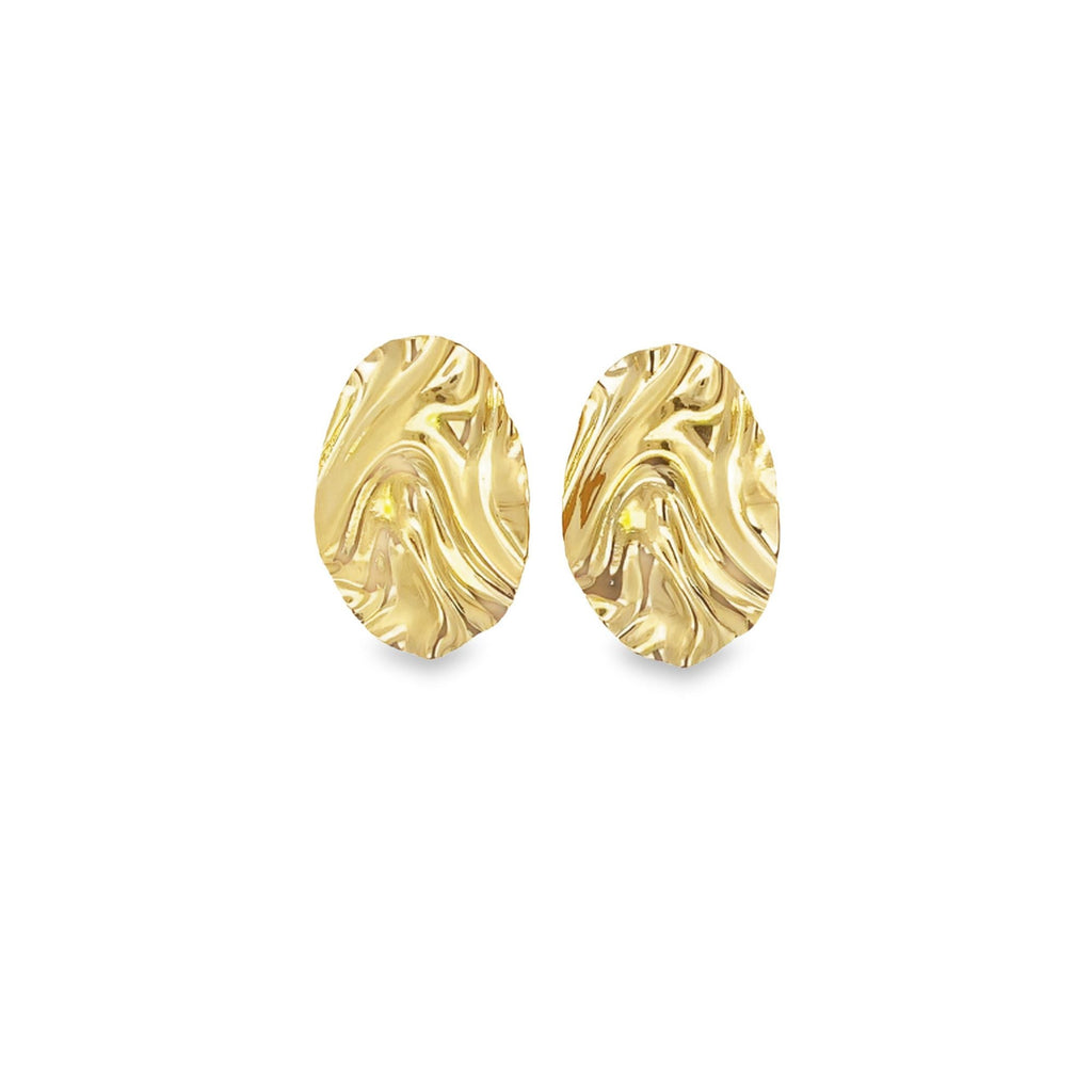 18K Gold Filled Oval Minimalist Stud Earrings (J283)