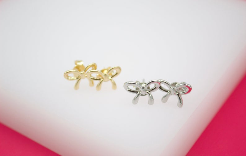 18K Gold Filled Bow Stud Earrings (L21)