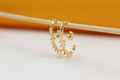 Gold Spikey Stud Oval Earrings For 18K Gold Filled