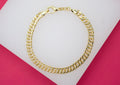 18K Gold Filled 5mm Double Curb Cuban Link Chain Bracelet (I270)
