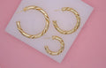 18K Gold Filled Twisted Hoop Stud Earrings | Gold Circle Twisted Hoop | Twisted Open Hoop (J77, J79)