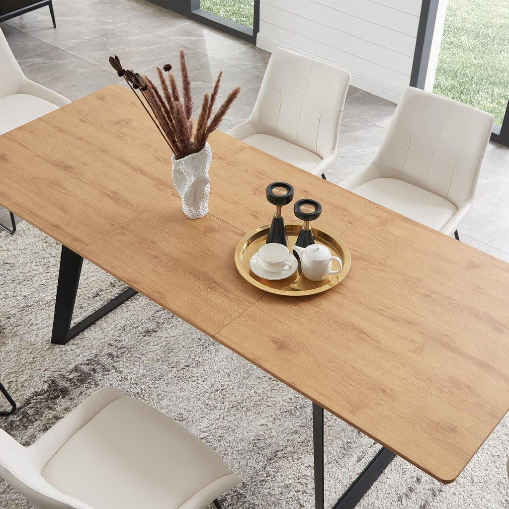67 Inch Expandable Dining Table Set With Six Chairs