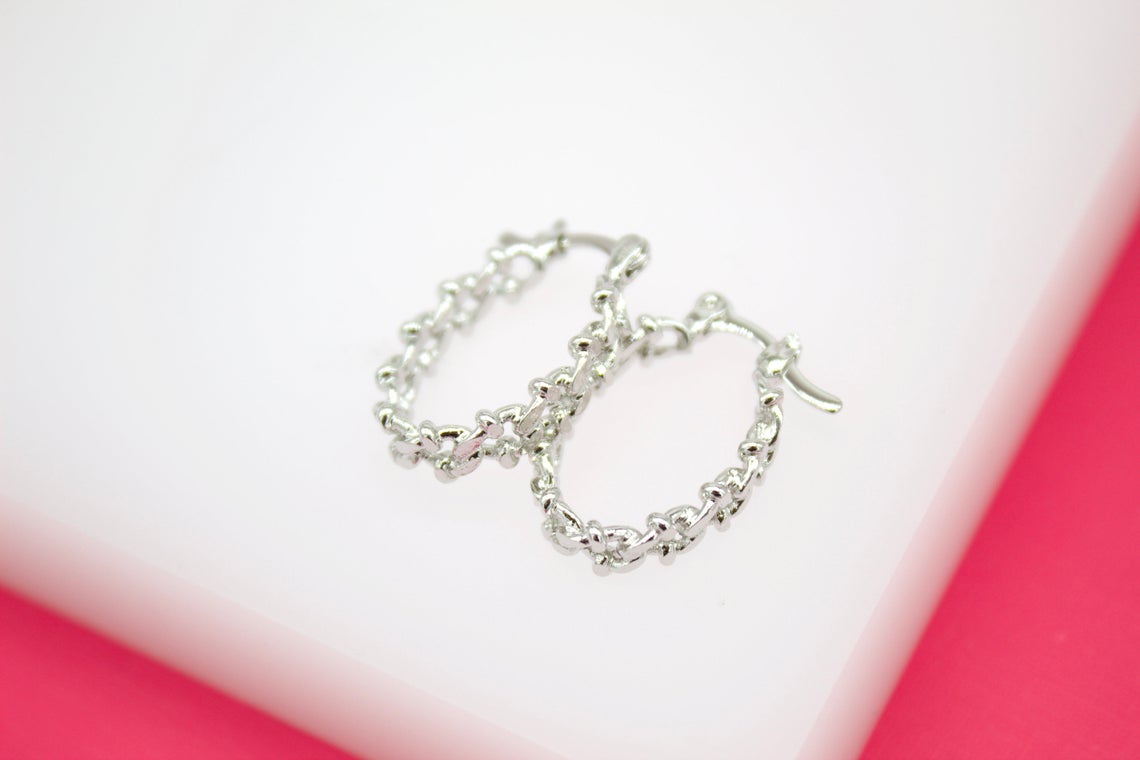 18K Gold Filled 5mm Small Designed Oval Curb Cuban Hoops Lever Back Hoop (K200)