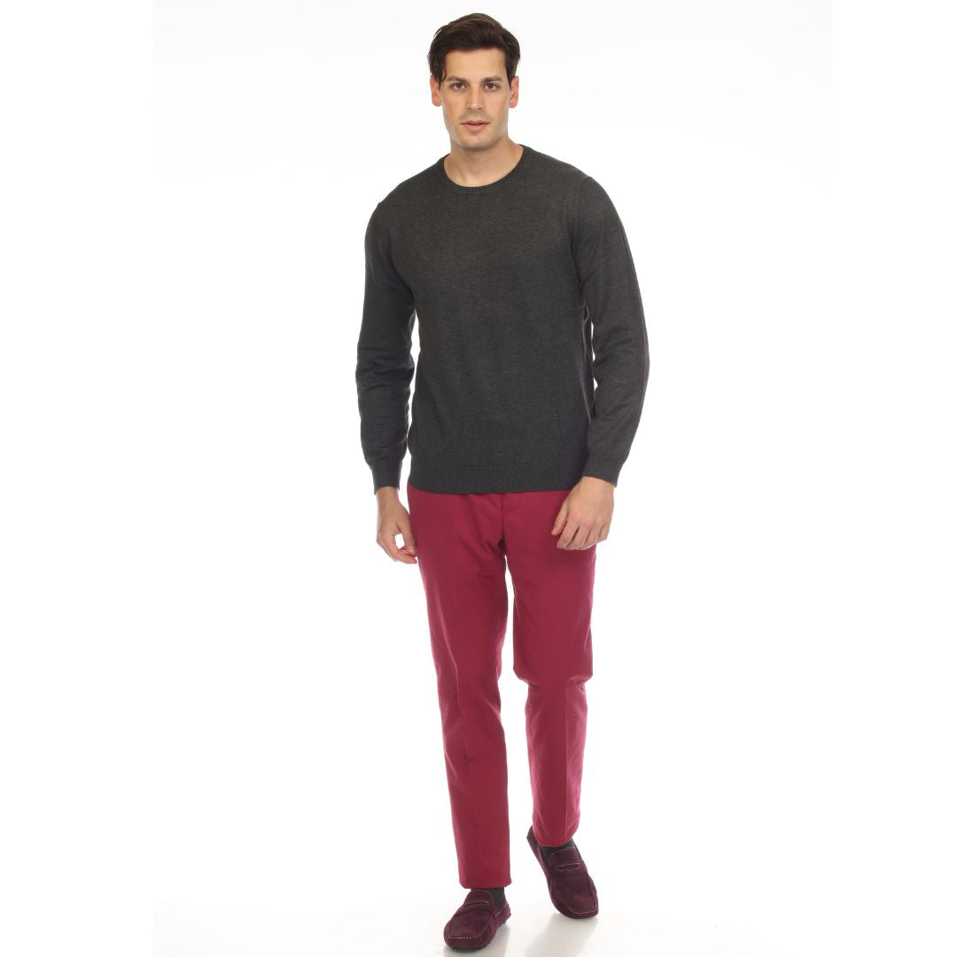Sam Jacobi Men's Pullover Charcoal Knitted Sweater Crewneck Stylish Knitwear Long Sleeve Casual Slim Fit-1