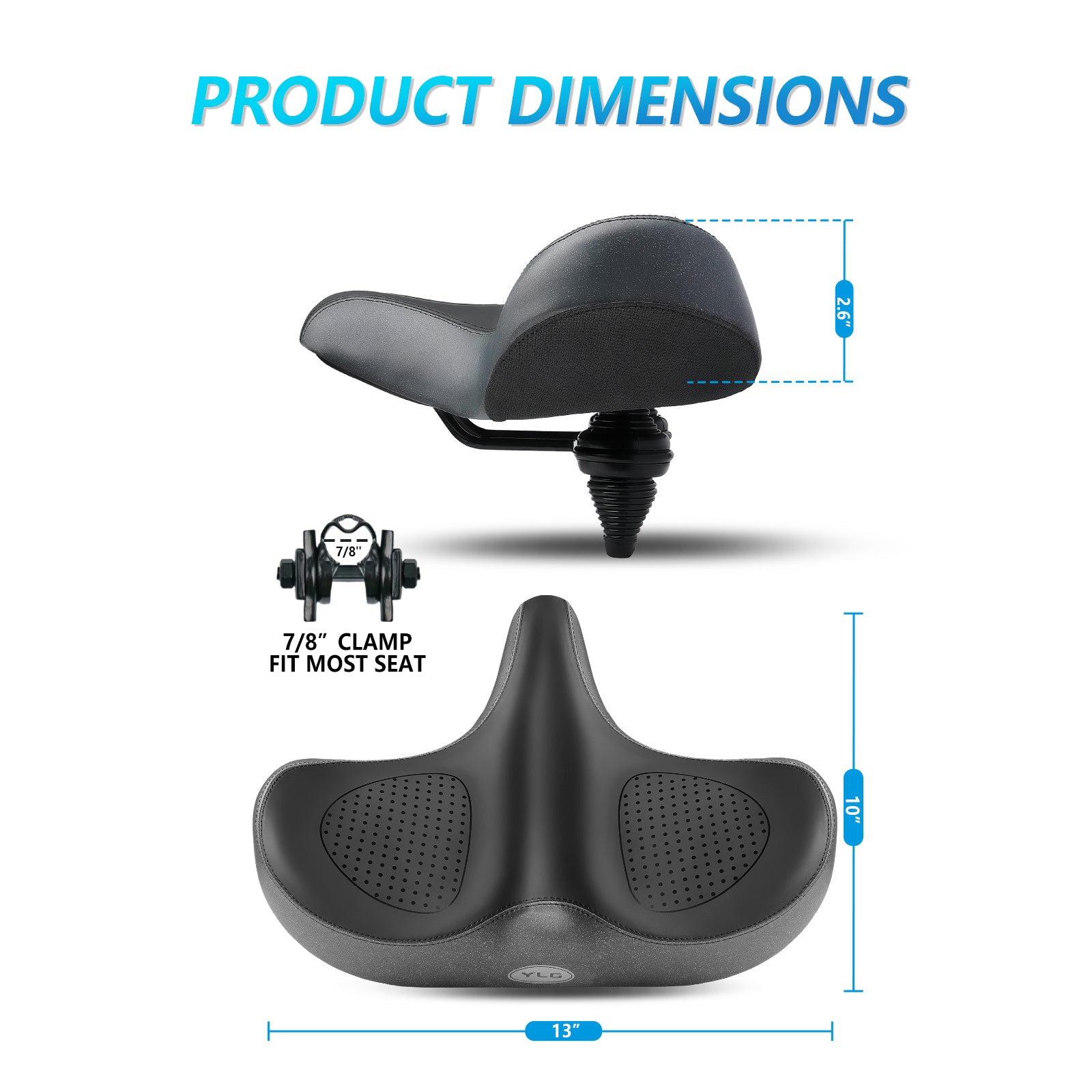 YS 6, YLG Oversize Bike Seat Cushion for Men Women - Extra Memory Foam for  Firm Support