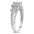 10K White Gold 1/2 Cttw Brilliant & Baguette Cut Diamond 3 Stone Design with 3 Square Clusters Engagement Ring (H-I Color, SI2-I1 Clarity)
