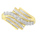 10K Yellow Gold Round and Baguette Diamond-Cut Ring (1/2 Cttw, I-J Color, I1-I2 Clarity)