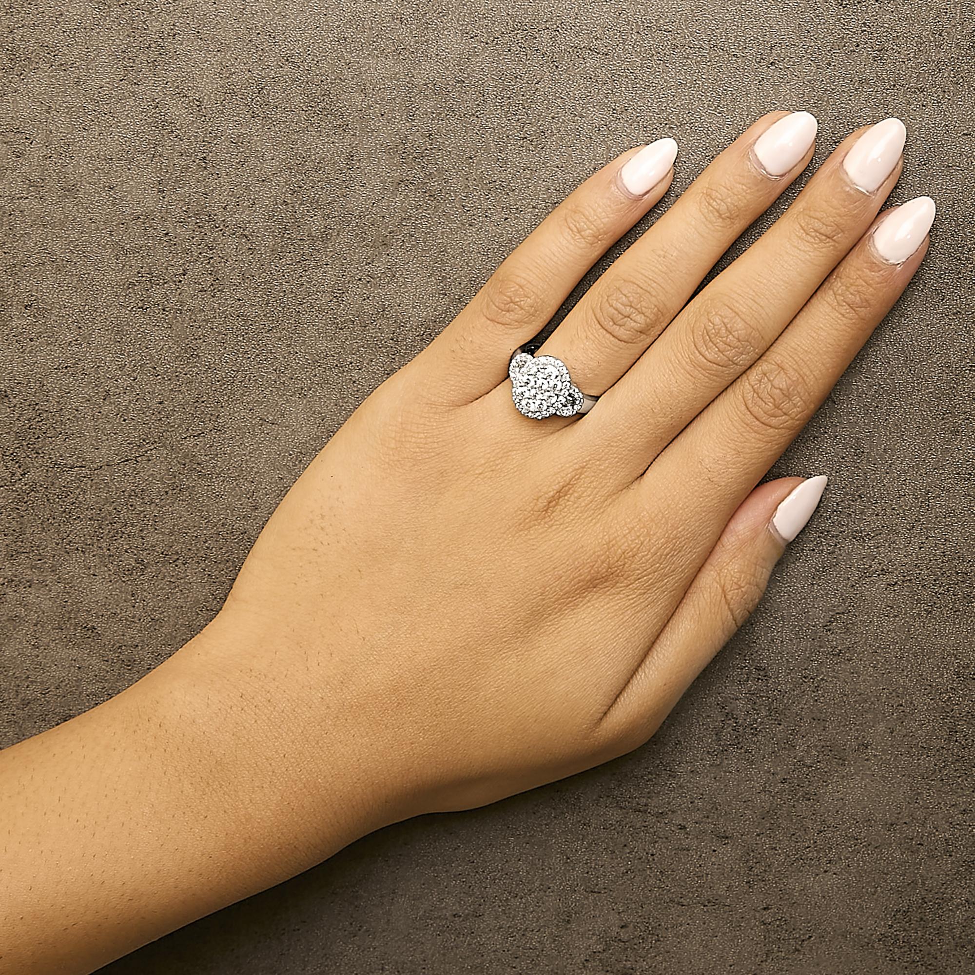 10K White Gold 1.0 Cttw Diamond Oval Cluster with Halo Vintage-Inspired Art Deco Buckle Style Statement Ring (G-H Color, SI1-SI2 Clarity)