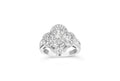 14K White Gold 1.0 Cttw Round & Baguette Cut Diamond Floral Cluster Quatrefoil Channel Set Band Cocktail Statement Ring (H-I Color, SI2-I1 Clarity)