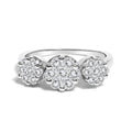 14K White Gold 1-1/4 Cttw Brilliant Cut Diamond Three Round Floral Clusters Engagement or Fashion Ring (H-I Color, SI2-I1 Clarity)
