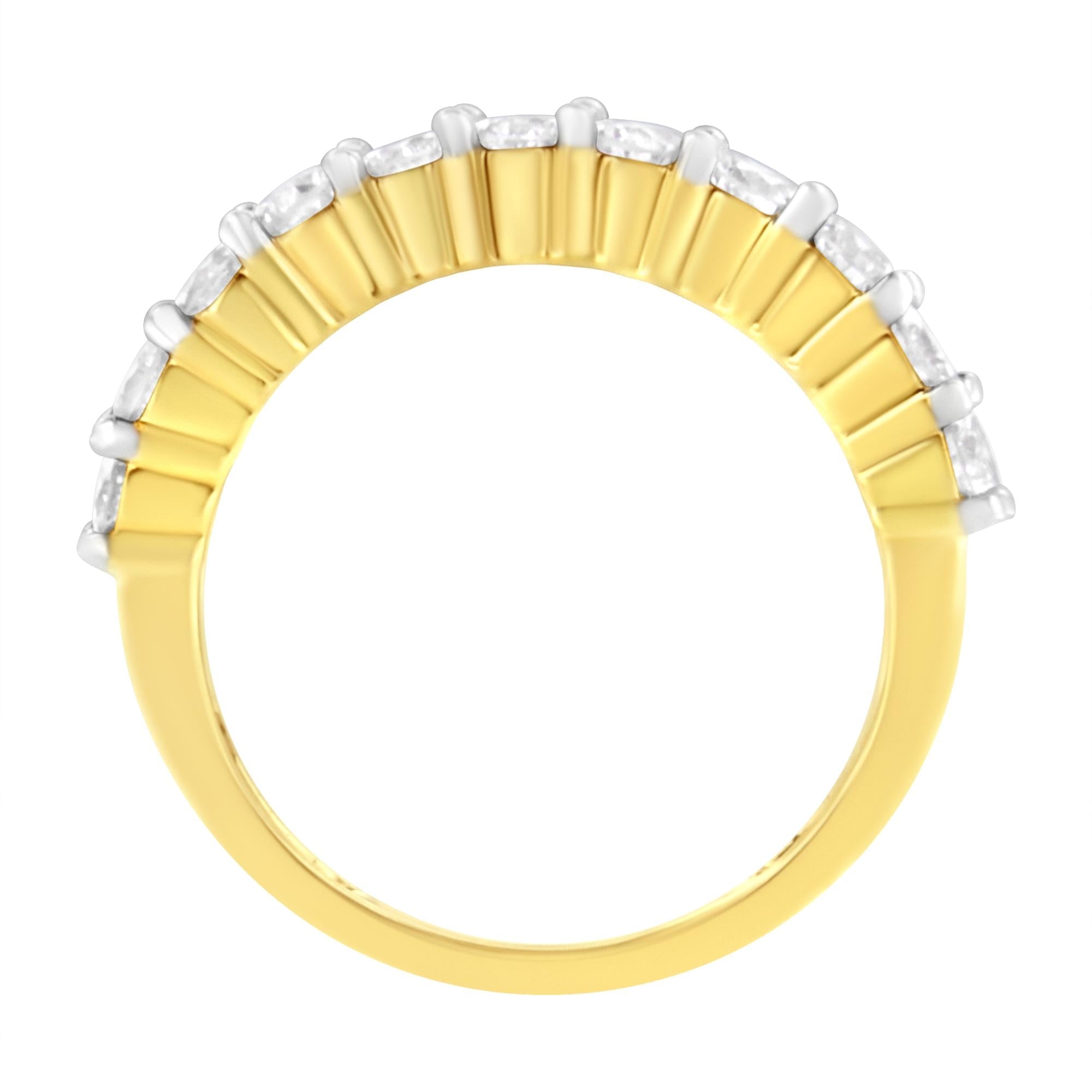 IGI Certified 1.0 Cttw Diamond 10K Yellow Gold Prong Set Fluted Band Style Wedding Ring (J-K Color, I1-I2 Clarity)