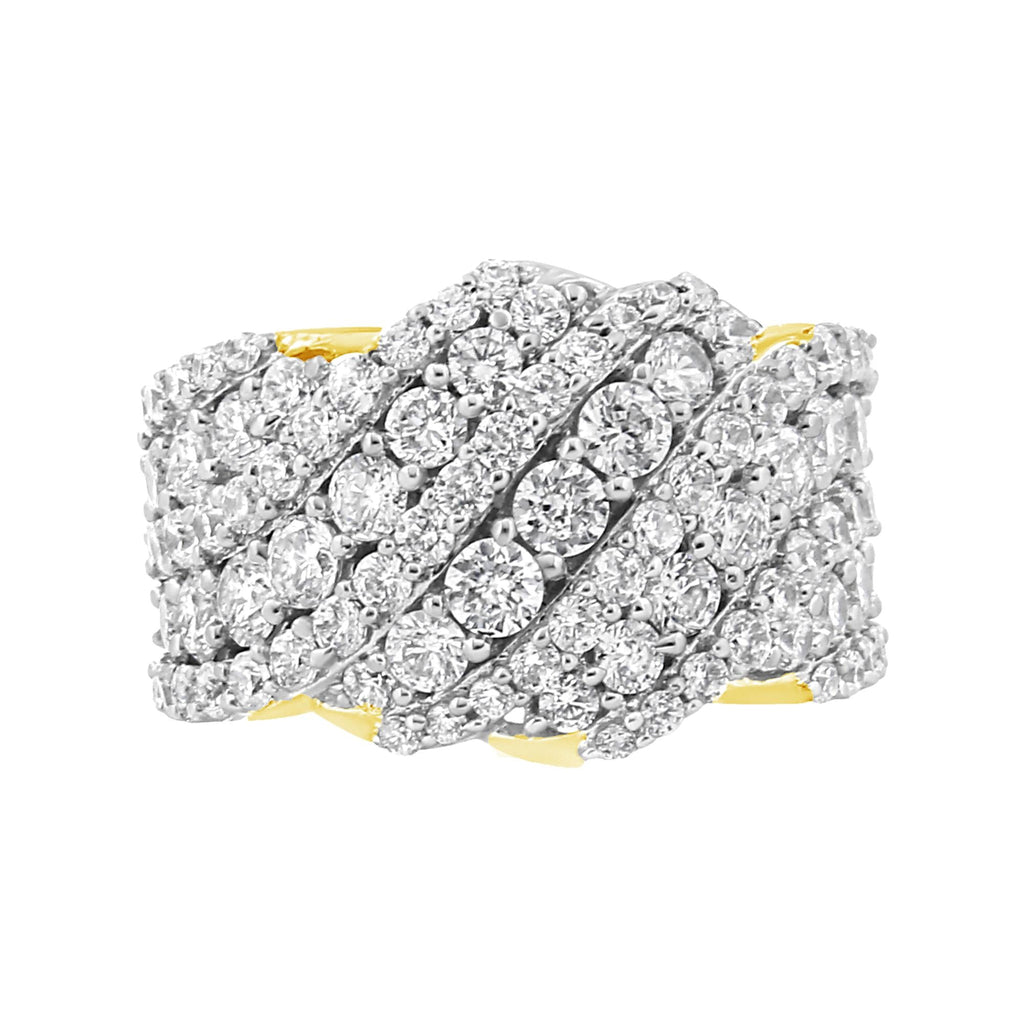 10K Gold 3.00 Cttw Diamond Multi Row Cluster Band Ring (I-J Color, I3 Clarity)