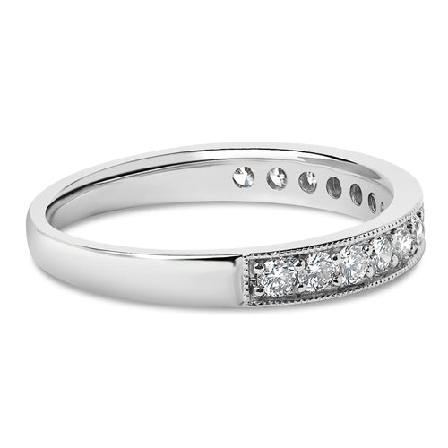 14K Gold 1/2 Cttw Round Diamond Milgrain Wedding Band
