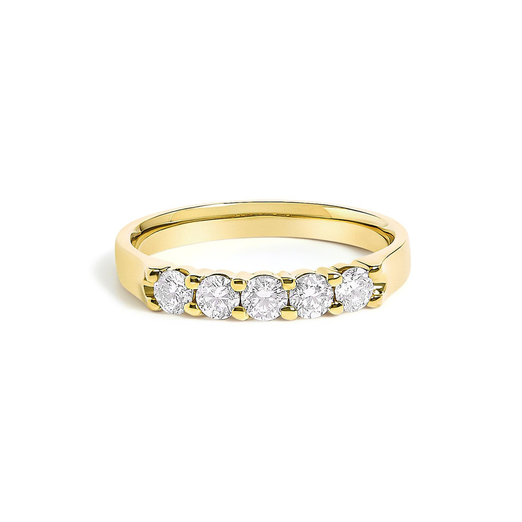 14K Gold 1/2 Cttw Round Diamond 5 stone Classic Band - Size 6.5