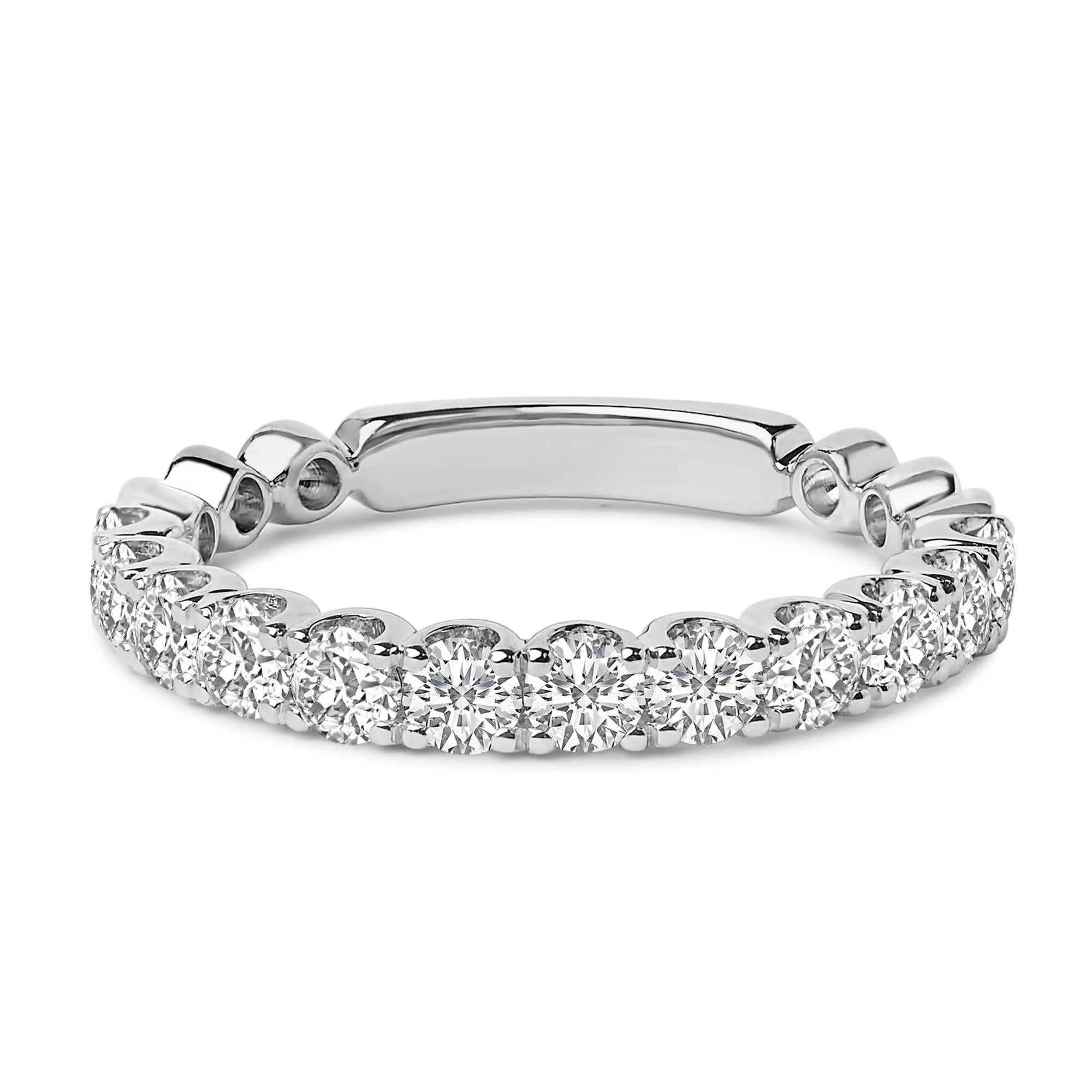 14K Gold 1.00 Cttw Round Diamond Prong Set Wedding Band