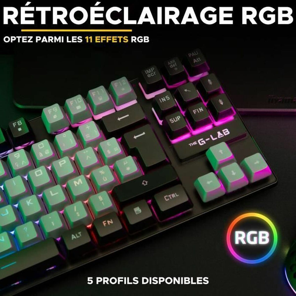 Keyboard The G-Lab KEYZ CAESIUM Black Grey Azerty French