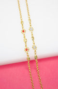 18K Gold Filled Dainty Flower Cz stone Rolo Bracelet-0
