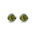 .925 Sterling Silver 6MM Bezel Set Created Gemstone Solitaire Stud Earrings