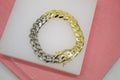 Two Toned 18K Gold Rhodium Filled 10mm Thick Curb Cuban Bracelet (I193-195)