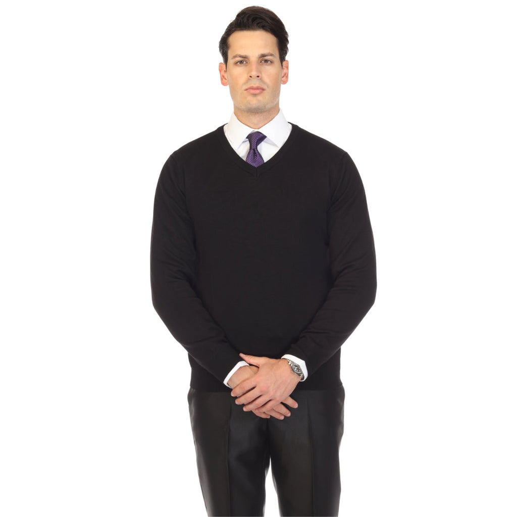 Sam Jacobi Men's Pullover Black Knitted Sweater V-neck Stylish Knitwear Long Sleeve Casual Slim Fit-4