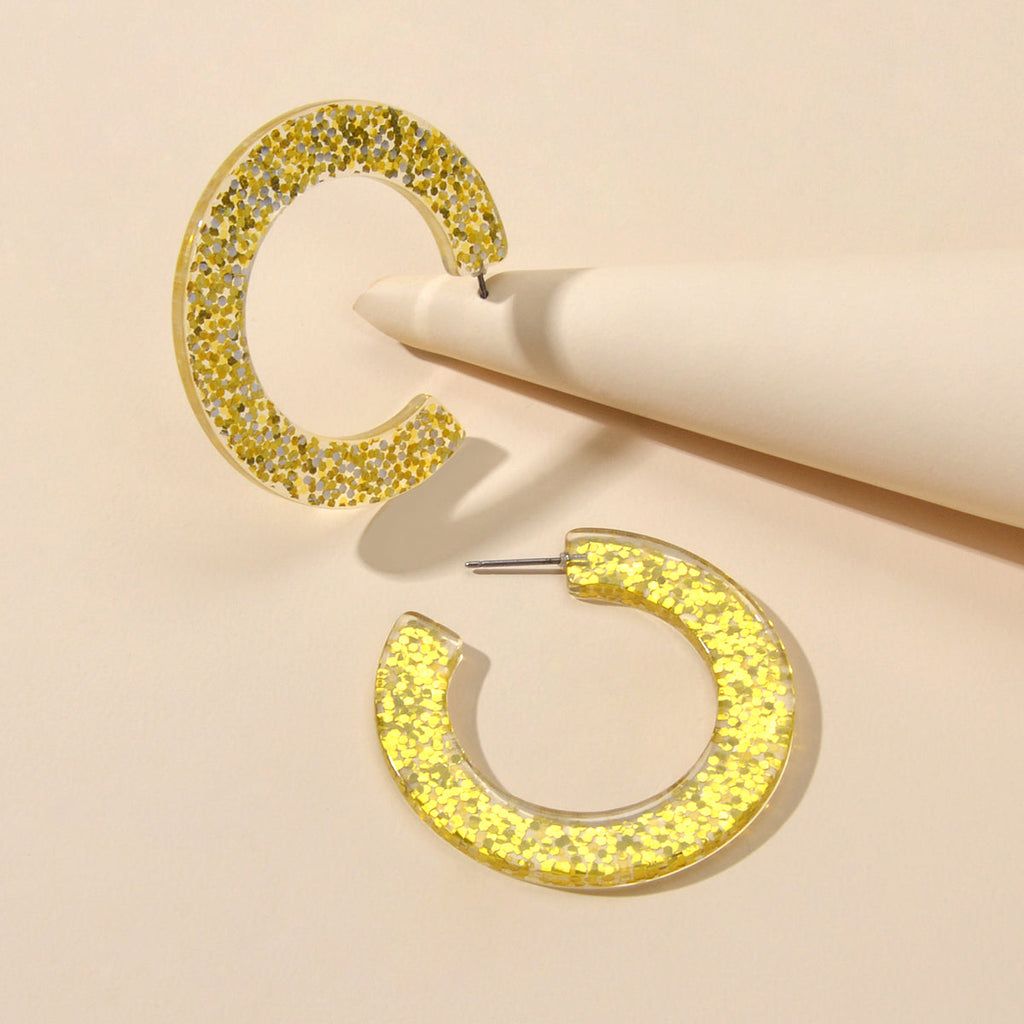 Statement Gold Resin Geometric Acrylic C Shape Hoop Earrings Party Decoration