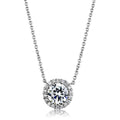 3W1027 - Rhodium Brass Chain Pendant with AAA Grade CZ  in Clear